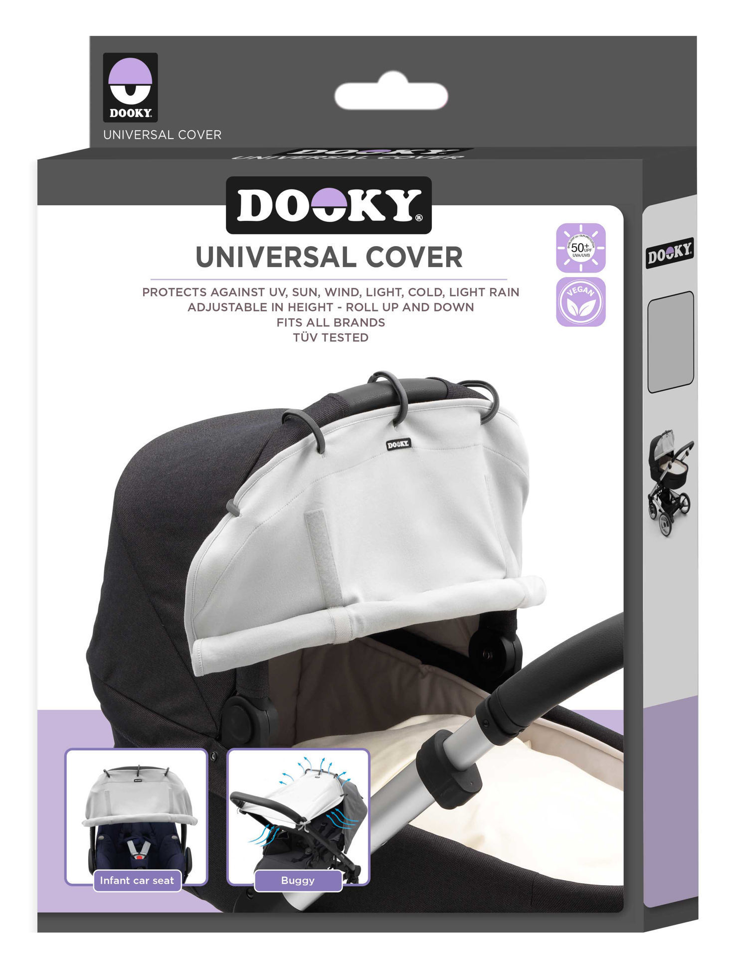 Dooky Bescherming Zon-Wind-UV Universeel Autostoel-Kinderwagen-Buggy Grijs 
