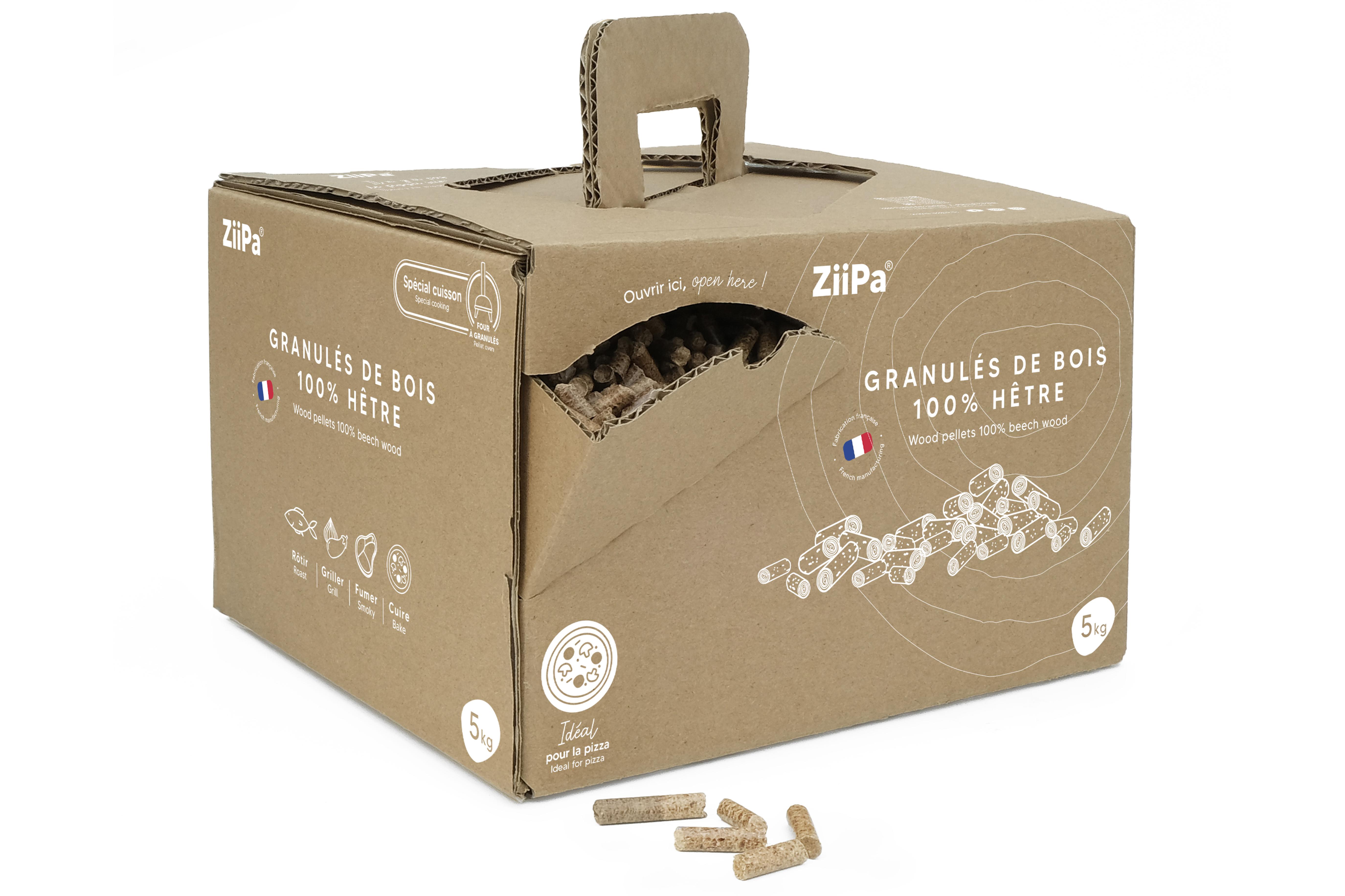ZiiPa Houtpellets voor Pizza-oven 5 Kg in doos met Dispenser