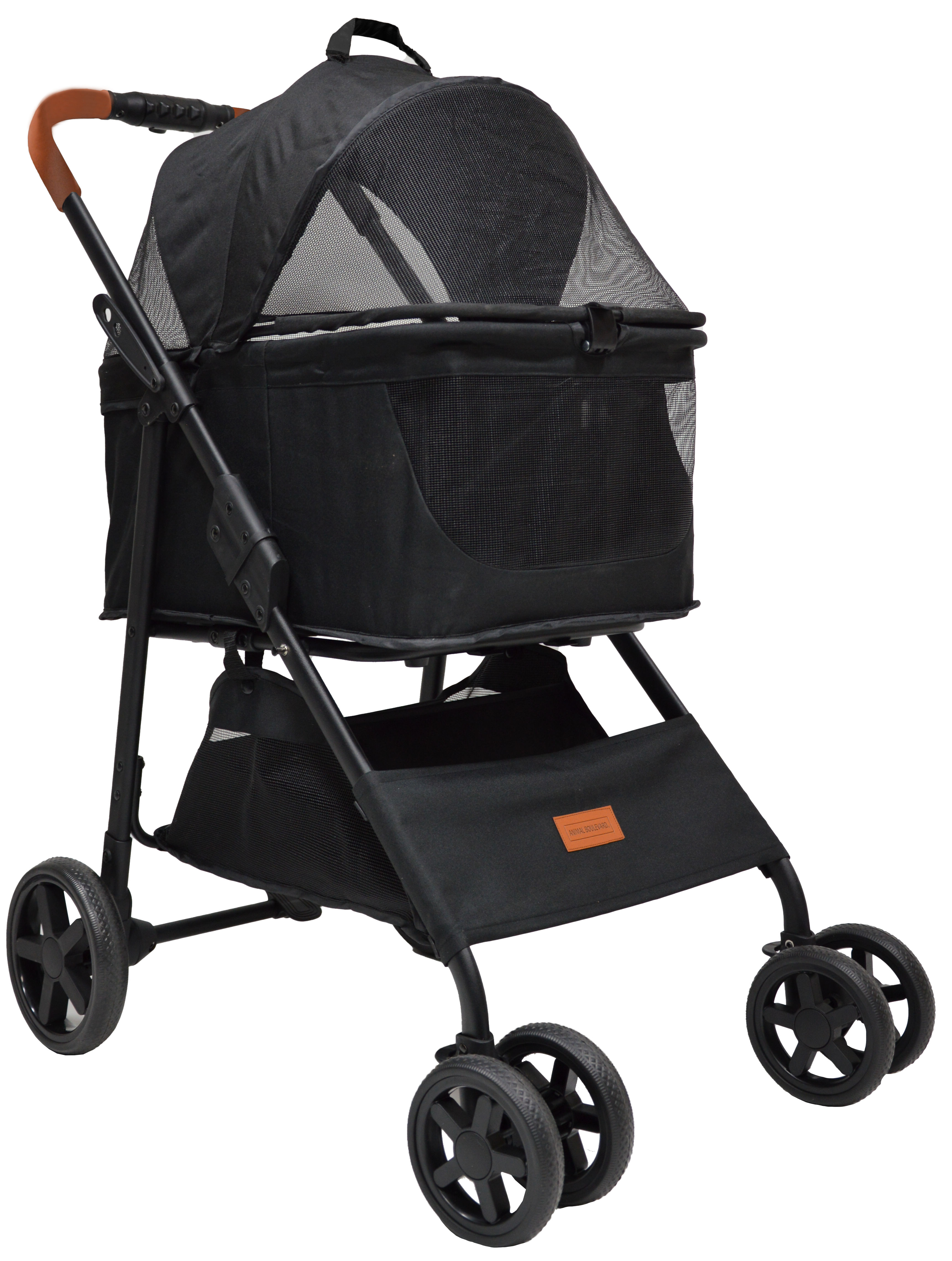 Animal Boulevard Classic On the Go Hondenbuggy Veluna Zwart Max 15 kg - 2 in 1 Reissysteem