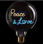 MITB Gloeilamp Peace & Love G125 - E27 - 2W - Geel/Blauw - Staand