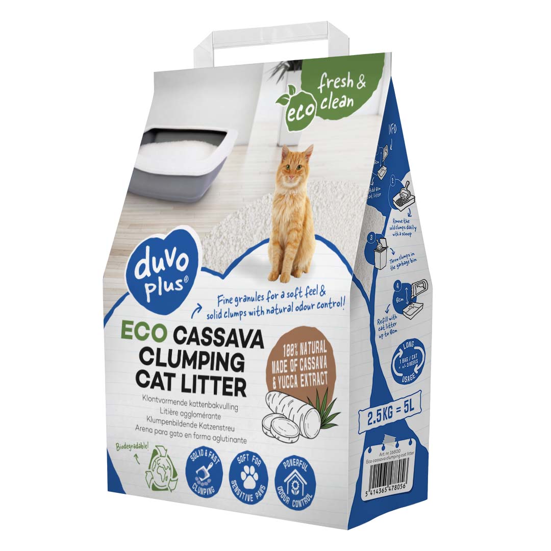 DuvoPlus Kattenbakvulling Eco Cassave Klontvormend 5 l 2.5 kg