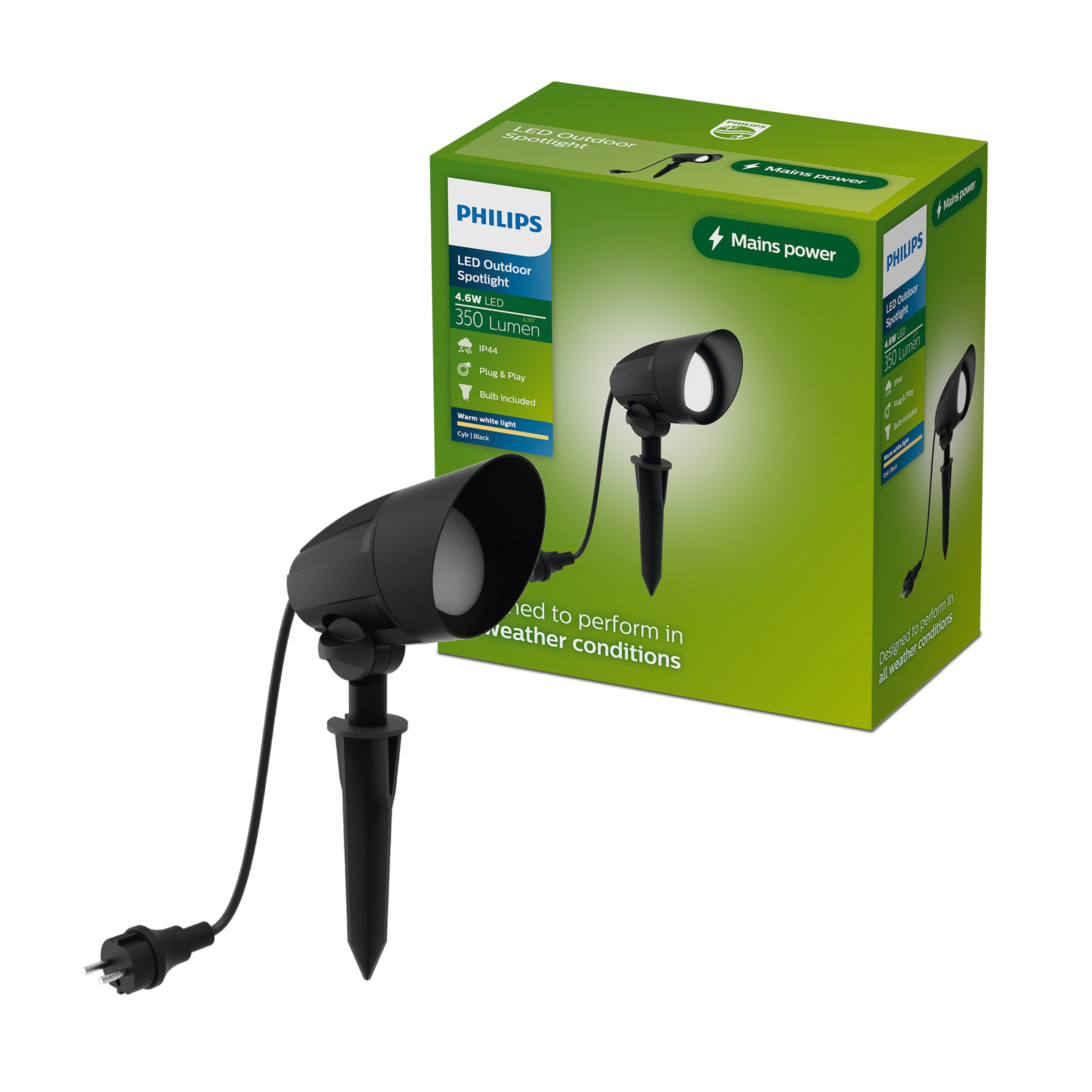 Philips Cylr Grondspot met Spies Outdoor Zwart GU10 4.6W 350lm 2700K