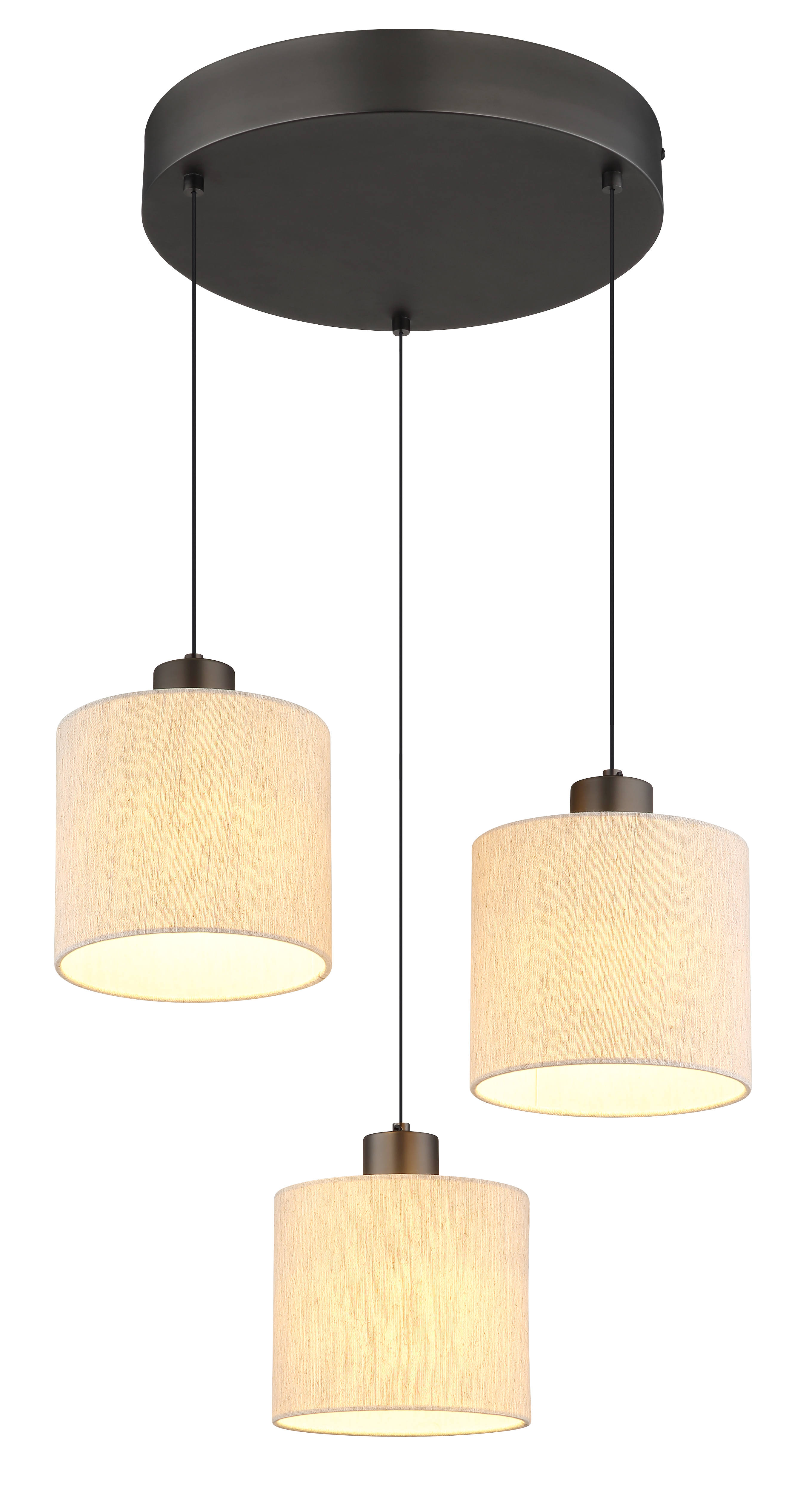 Globo Thea Hanglamp Zwart Chroom/Linnen 49x180 cm incl. 3x LED 8W 230V 3000K
