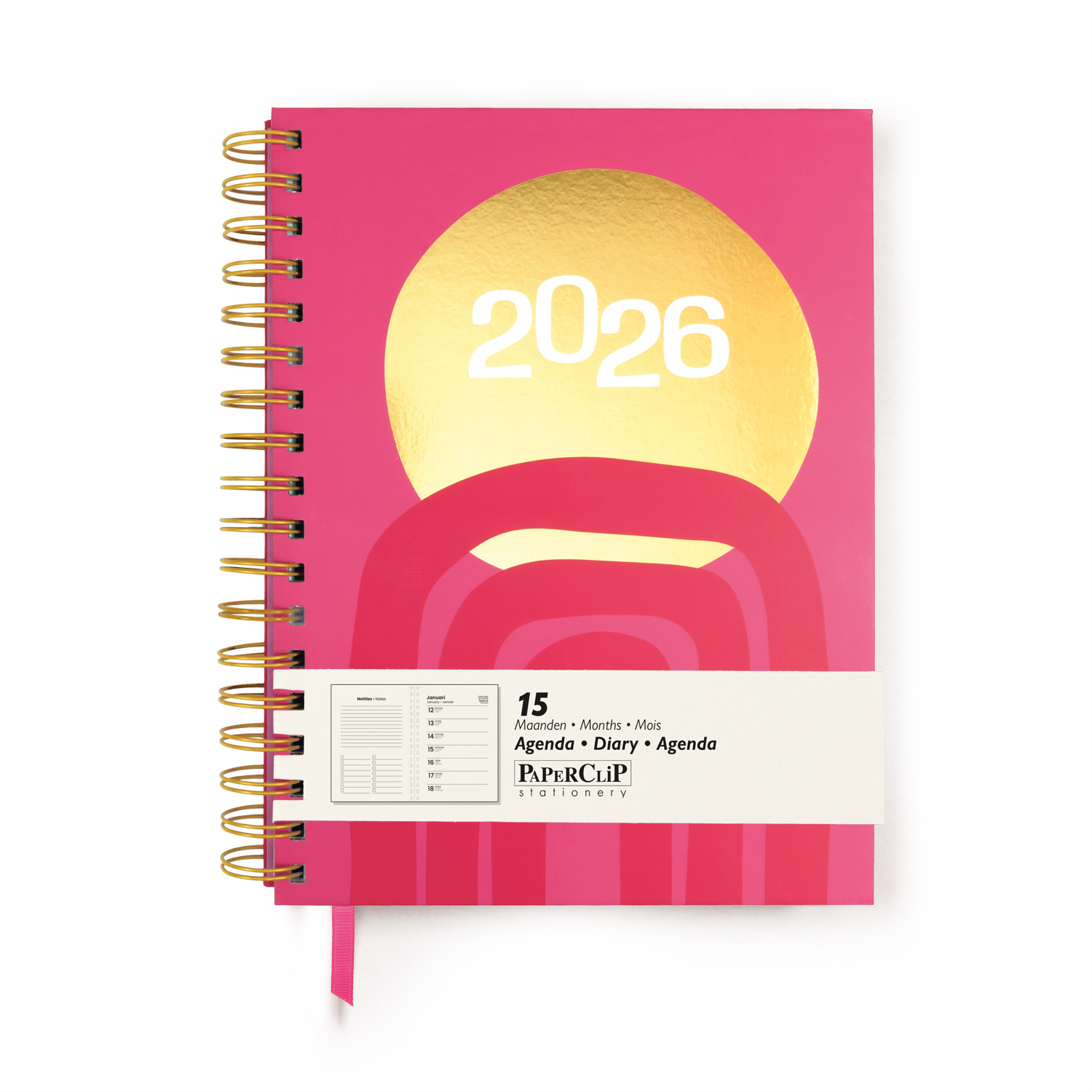 Paperclip Bureau Agenda 2026 Freestyle Spiraal 15M 1week/pag+Notes 17.5x23.5 cm