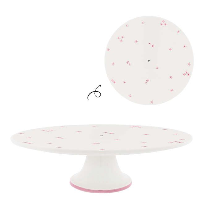 Bastion Collections Taartplateau Rose Little Flowers 30x9 cm - Keramiek