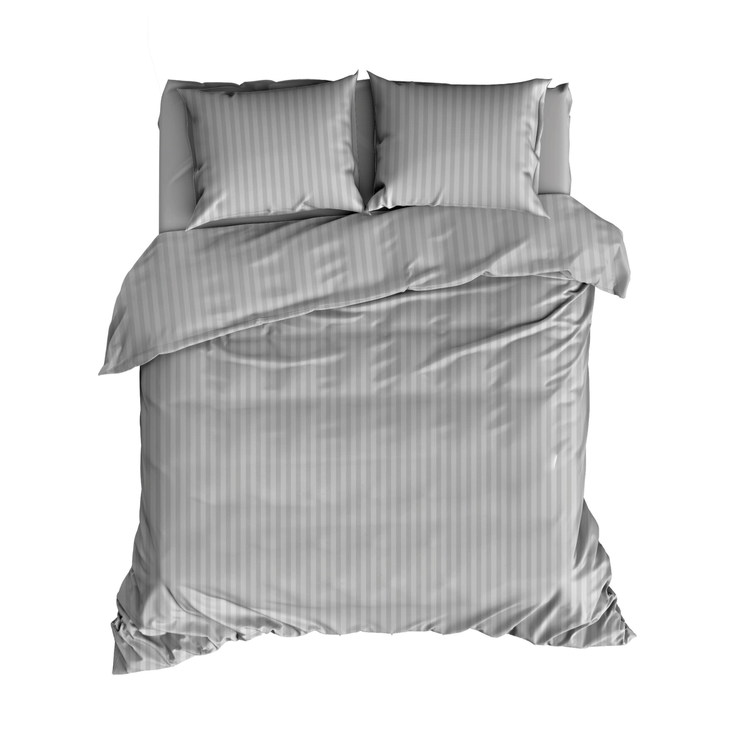 Satin D'Or Dekbedovertrekset Streep 200x200-220 cm Satijn Zilver