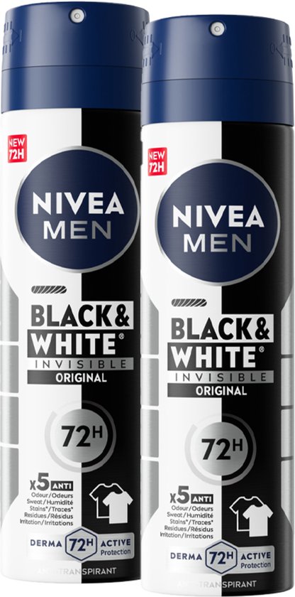 Nivea for Men Deospray Invisible Black&White Power 2 stuks + 1 gratis 150 ml