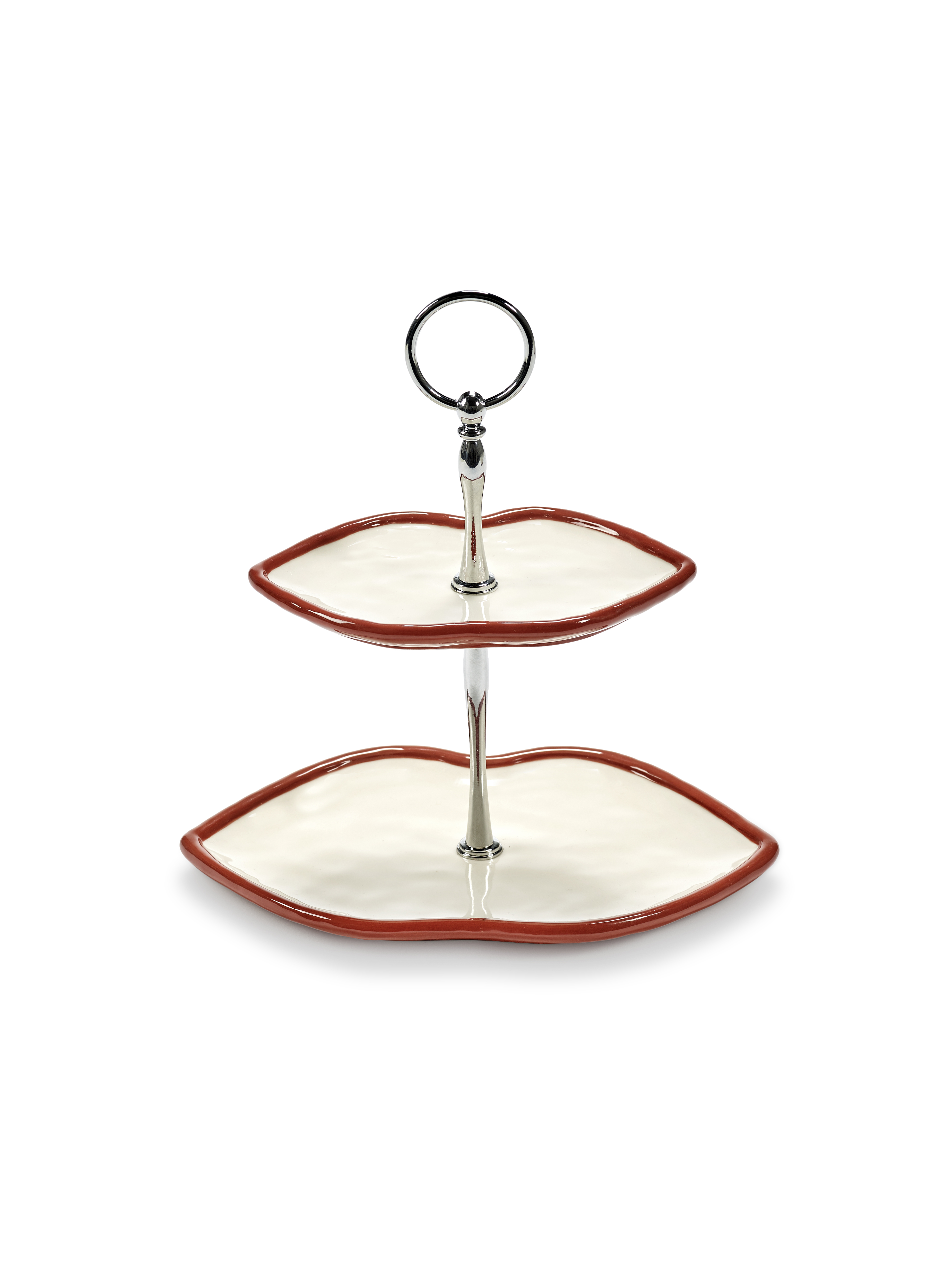 Serax Etagere 2-laags Rood/Wit - 23.5x16x23.5 cm - Keramiek - by Wouters & Hendrix