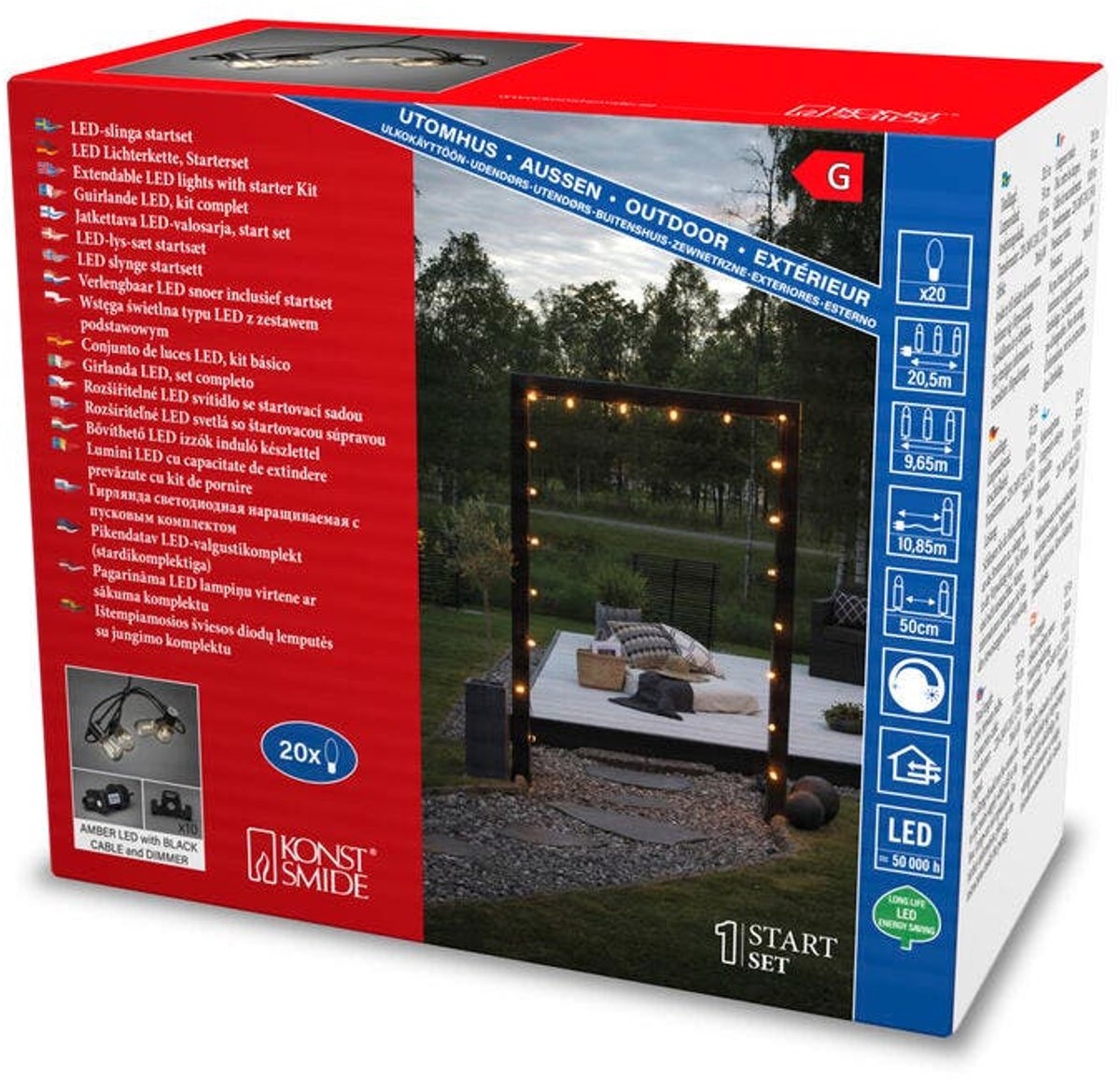 Konstsmide Lichtsnoer Startset Oval 9,5m met 20 Lampen 15W 40lm 1850K