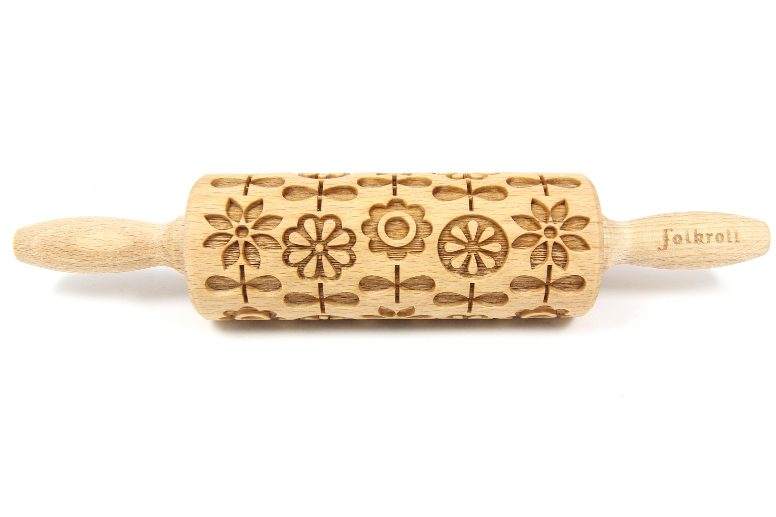 Folkroll Deegrol Junior Bloemen - 23x4.5 cm - Hout