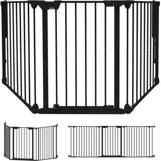 Noma Traphek Haardbeschermer Roomdivider 3 Panelen Zwart 64-197.5 cm