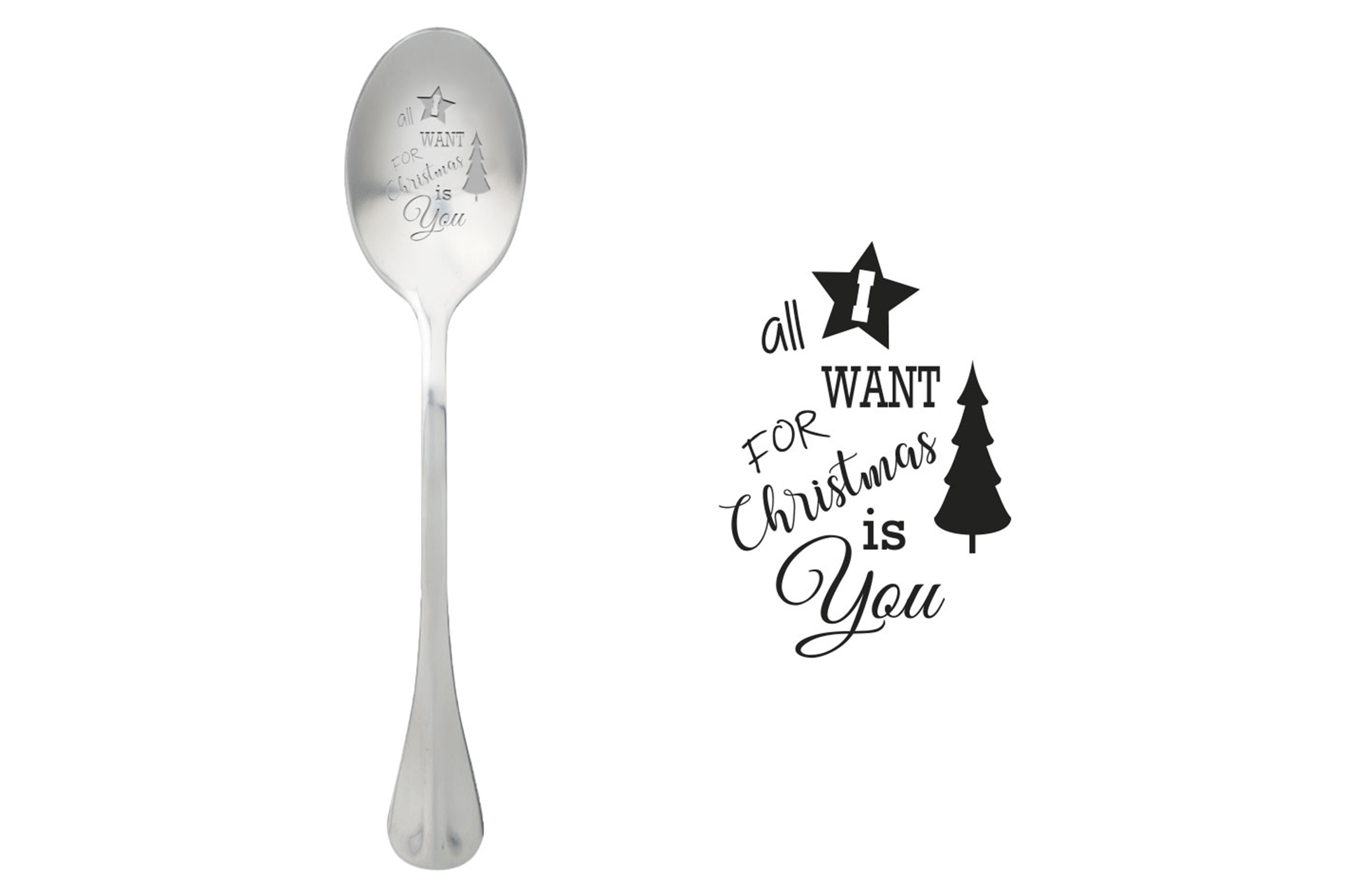 One Message Spoon Lepel met Tekst All I Want For Christmas is You