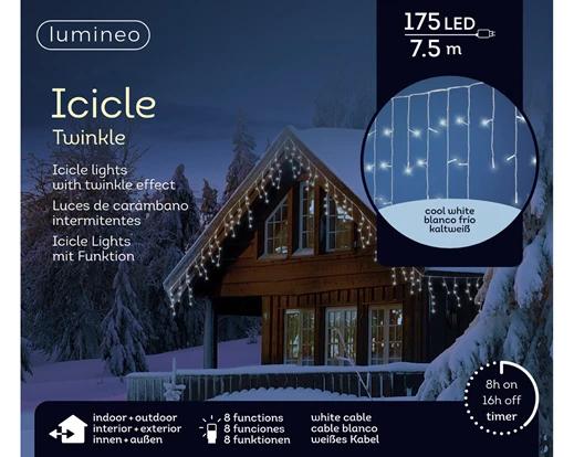 Kerstverlichting LED Icicle Twinkle 7.5m - 175 leds - White/Cool White - In/Outdoor