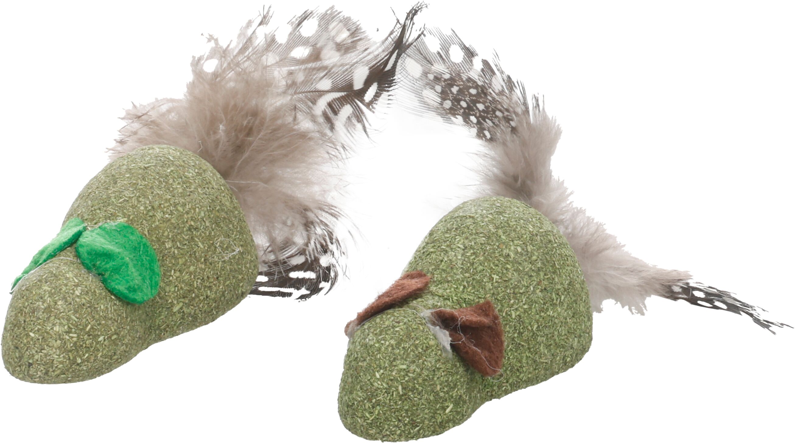 Flamingo Kattenspeelgoed Muis Katti 12.7x3.5x3.5 cm Groen met Veren