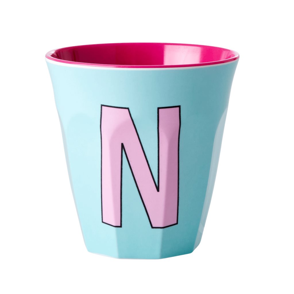 Rice Cup Melamine Letter N Mint - 9x9 cm
