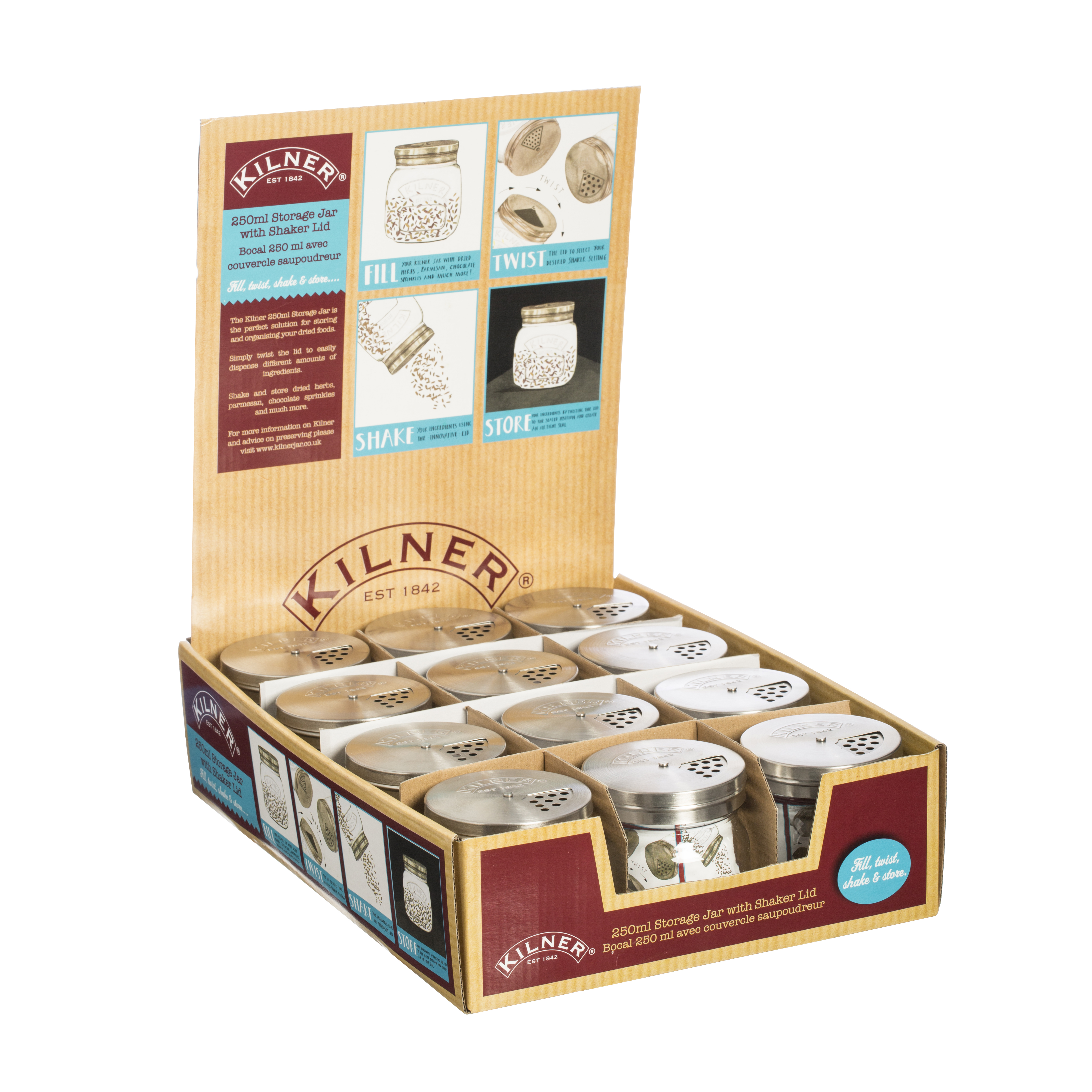 Kilner Bokaal met Strooideksel 250ml - Glas - 8x8.2 cm