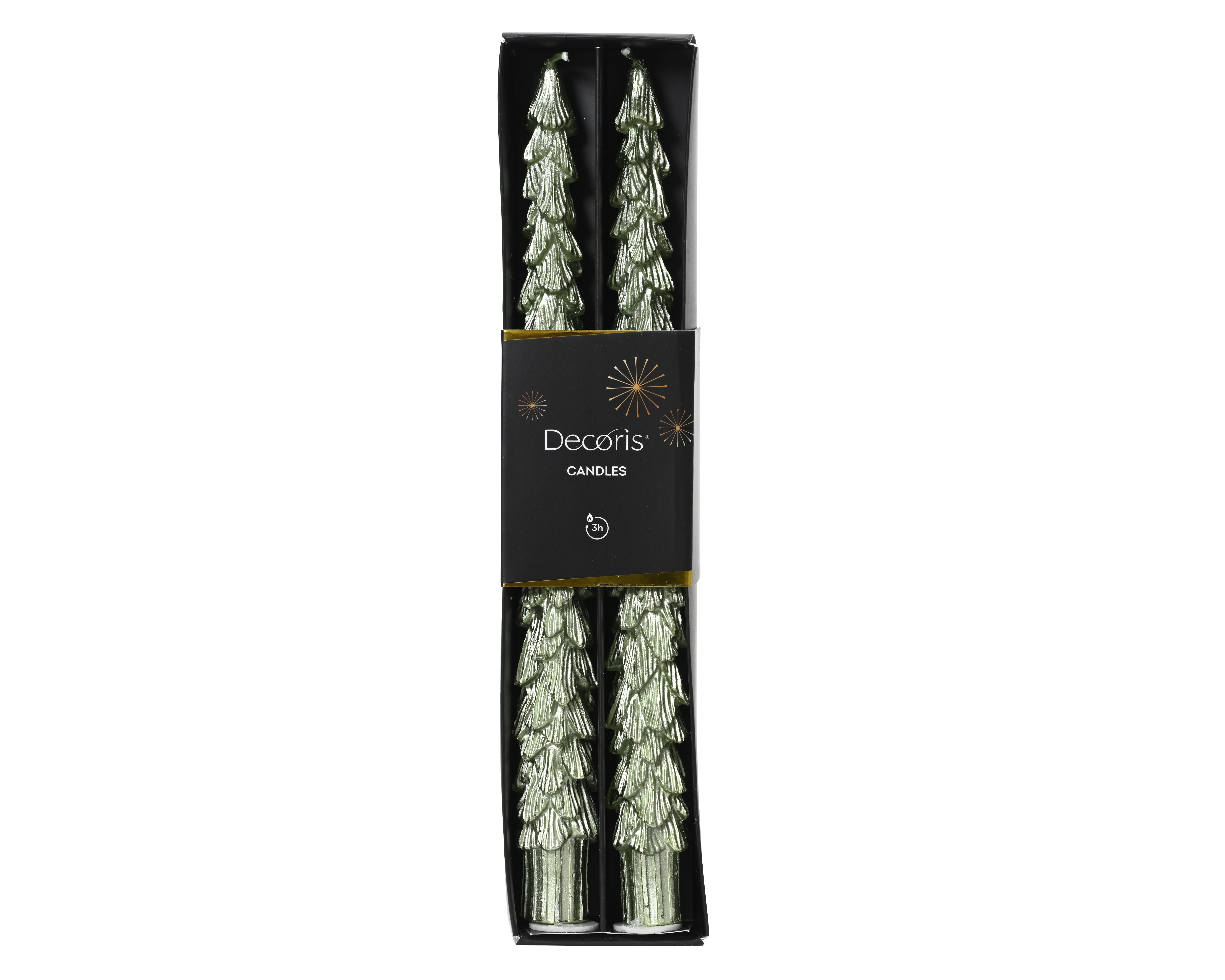 Dinerkaars Kerstboom Metallic Wit Mint 25cm set 2 stuks - 3 Branduren