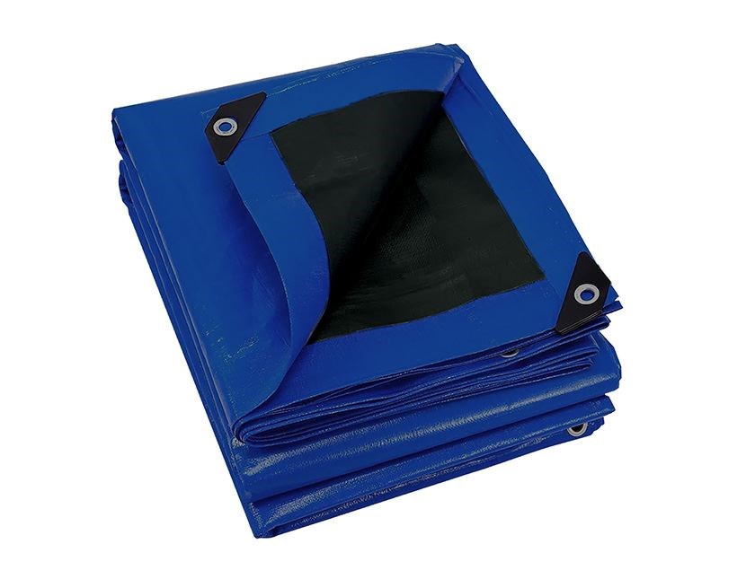 Practo Afdekzeil 140 Gr/m2 - 5 x 6 m Blauw/Zwart Dekzeil - Bache