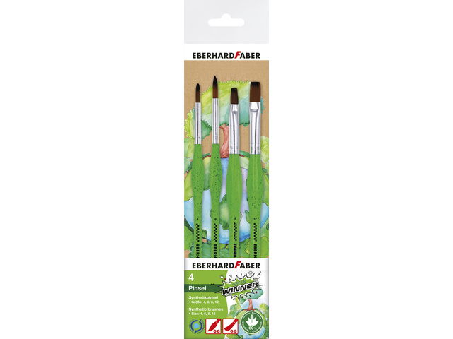 Eberhard Faber Penselenset Green Winner 4 stuks - Synthetisch Haar - 4/6/8/12