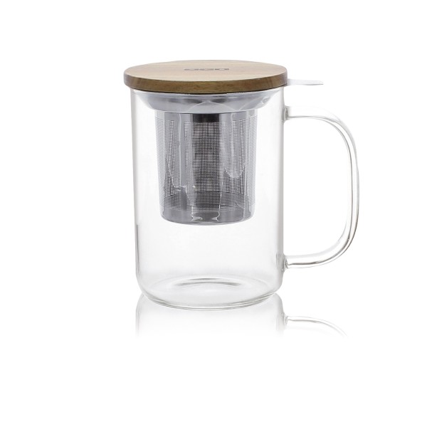 OGO Thee & Koffie Theeglas 450 ml met Inzet + Acacia Deksel