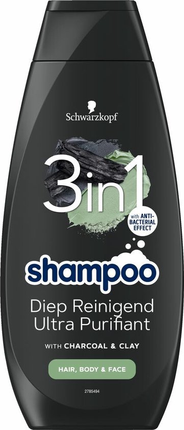 Schwarzkopf Shampoo For Men 3in1 Charcoal 400 ml