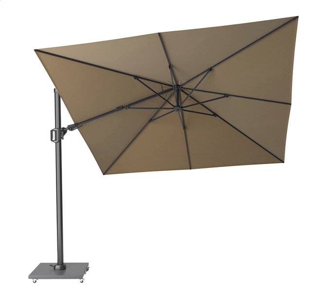 Platinum Challenger T2 3x3m Hangparasol Taupe doek en antraciet frame - exclusief parasolvoet