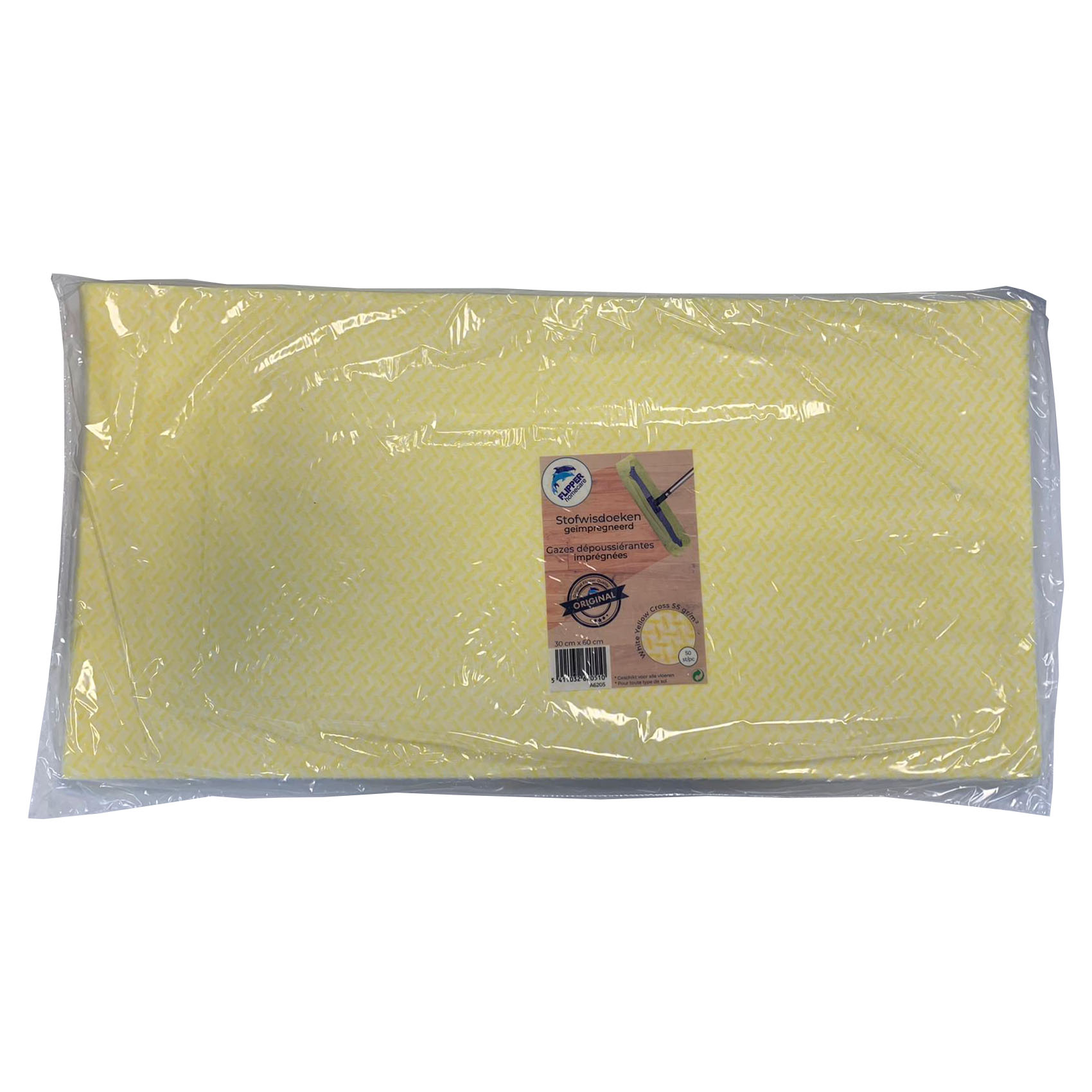 Flipper Wisdoek voor Stofopnemer 60cm White Yellow Cross 55 Stuks - 30x60cm - 55gram/m2