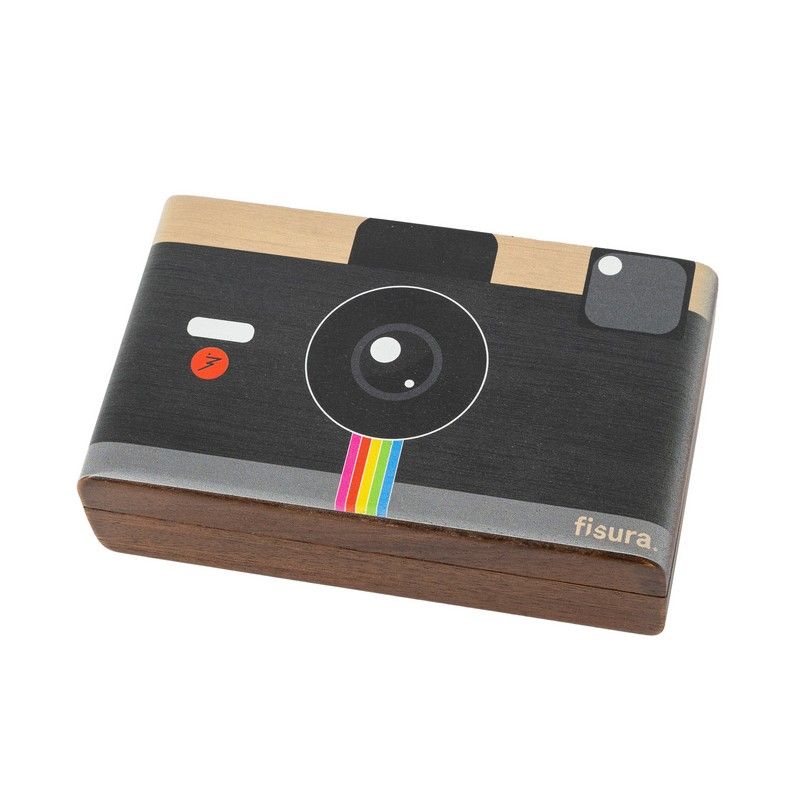 Fisura Juwelendoos Camera Retro 17x5x10 cm - Walnoothout - Multicolor