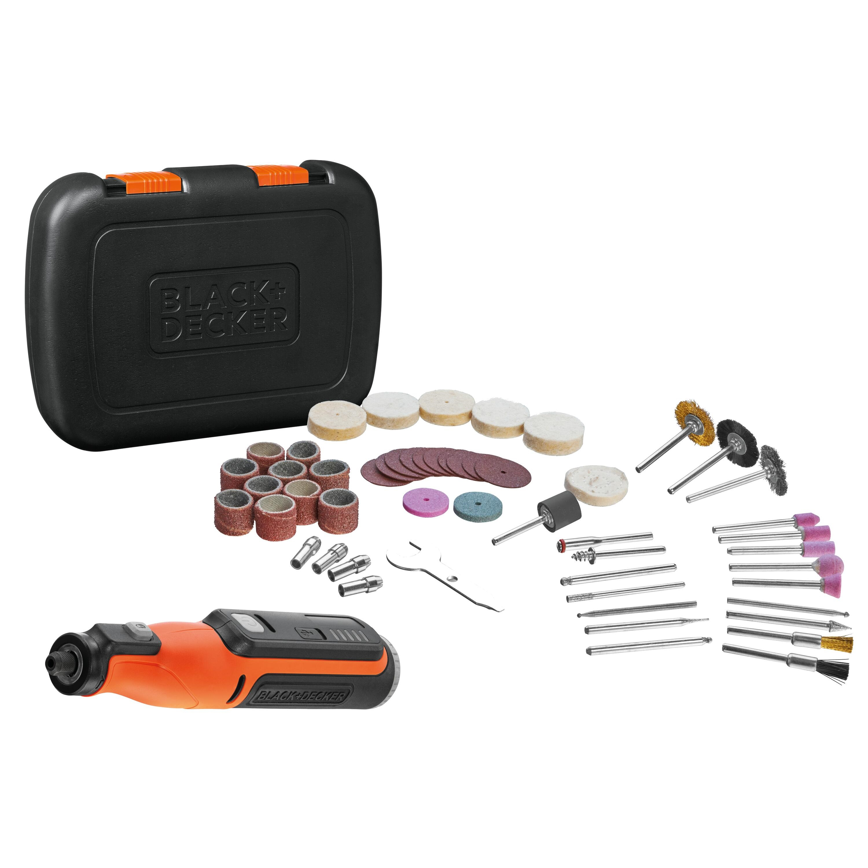 Black+Decker Multigereedschap 7.2V met 52 accessoires, USB laadkabel