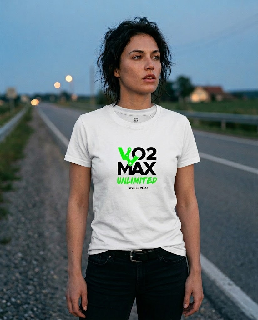 Vive le Vélo T-shirt Unisex VO2MAX Logo Km Regular Fit White