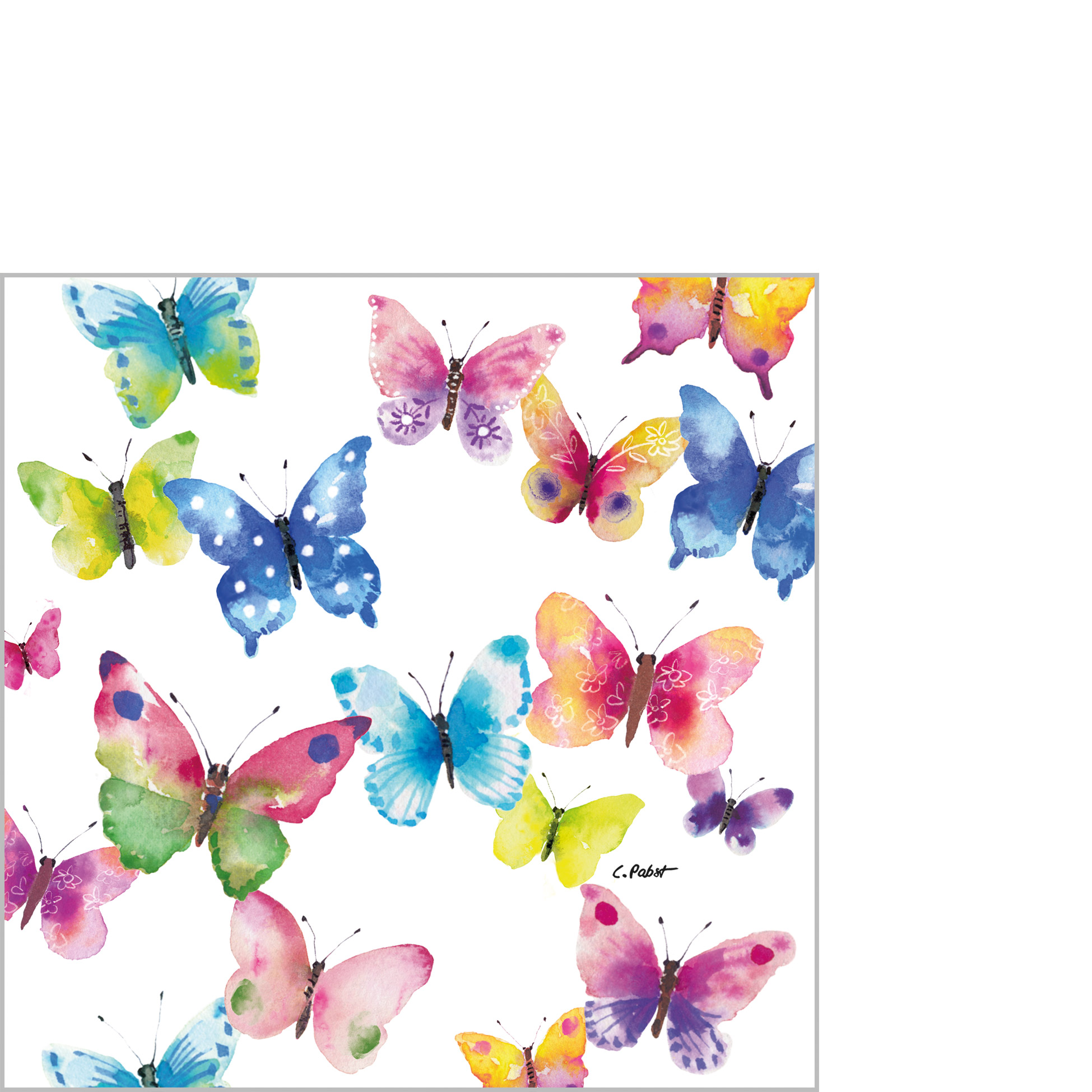 PPD Coctailservetten 25x25 cm 20 stuks Butterfly Phantasy