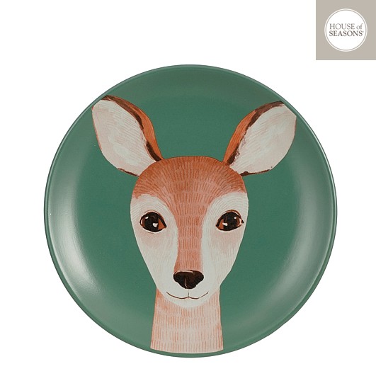 House of Seasons Ontbijtbord Wild Hert Blauw 20cm - Aardewerk