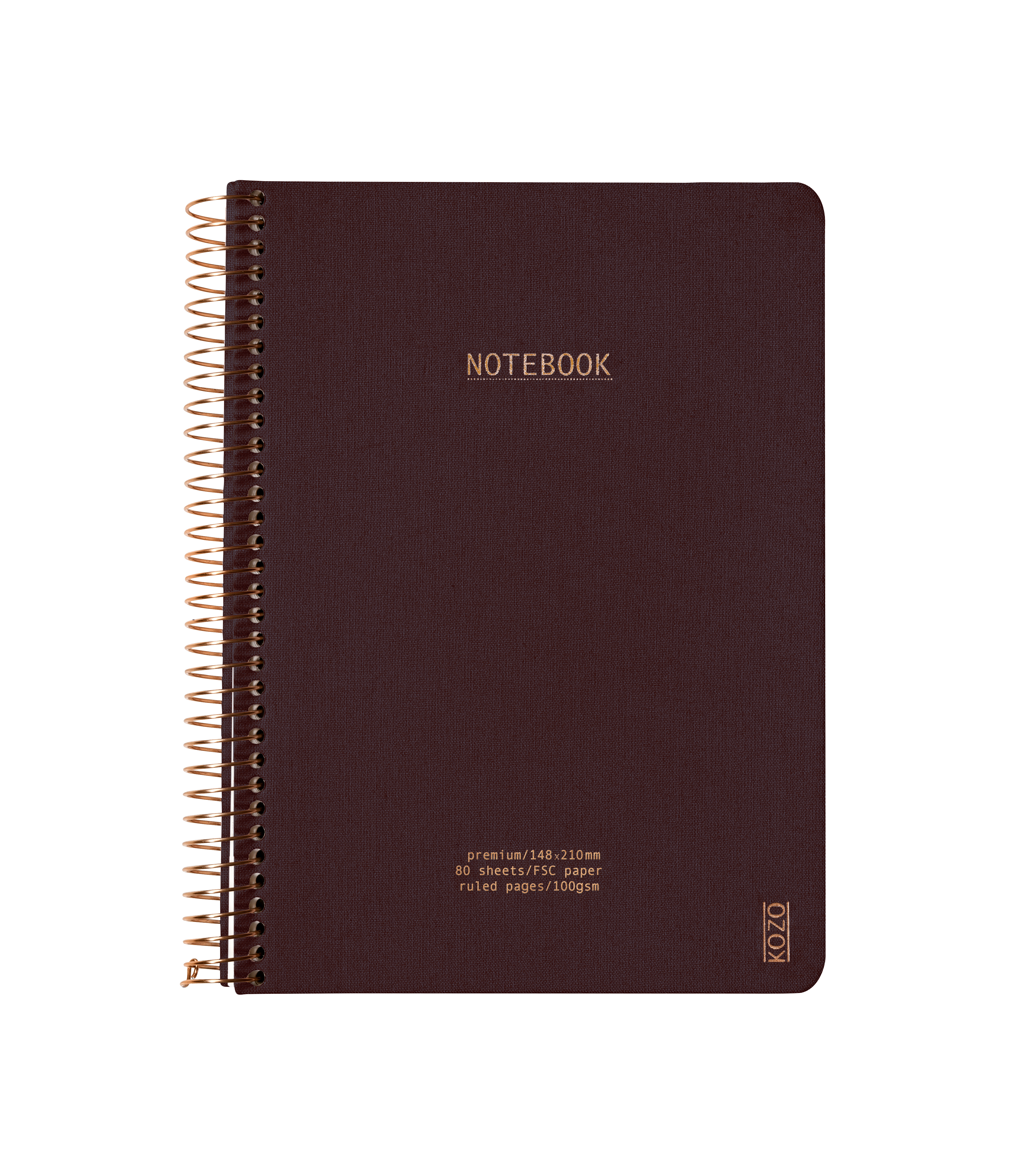 KOZO Notebook A5 Premium Coffee Spiraal Gelijnd 80 vel