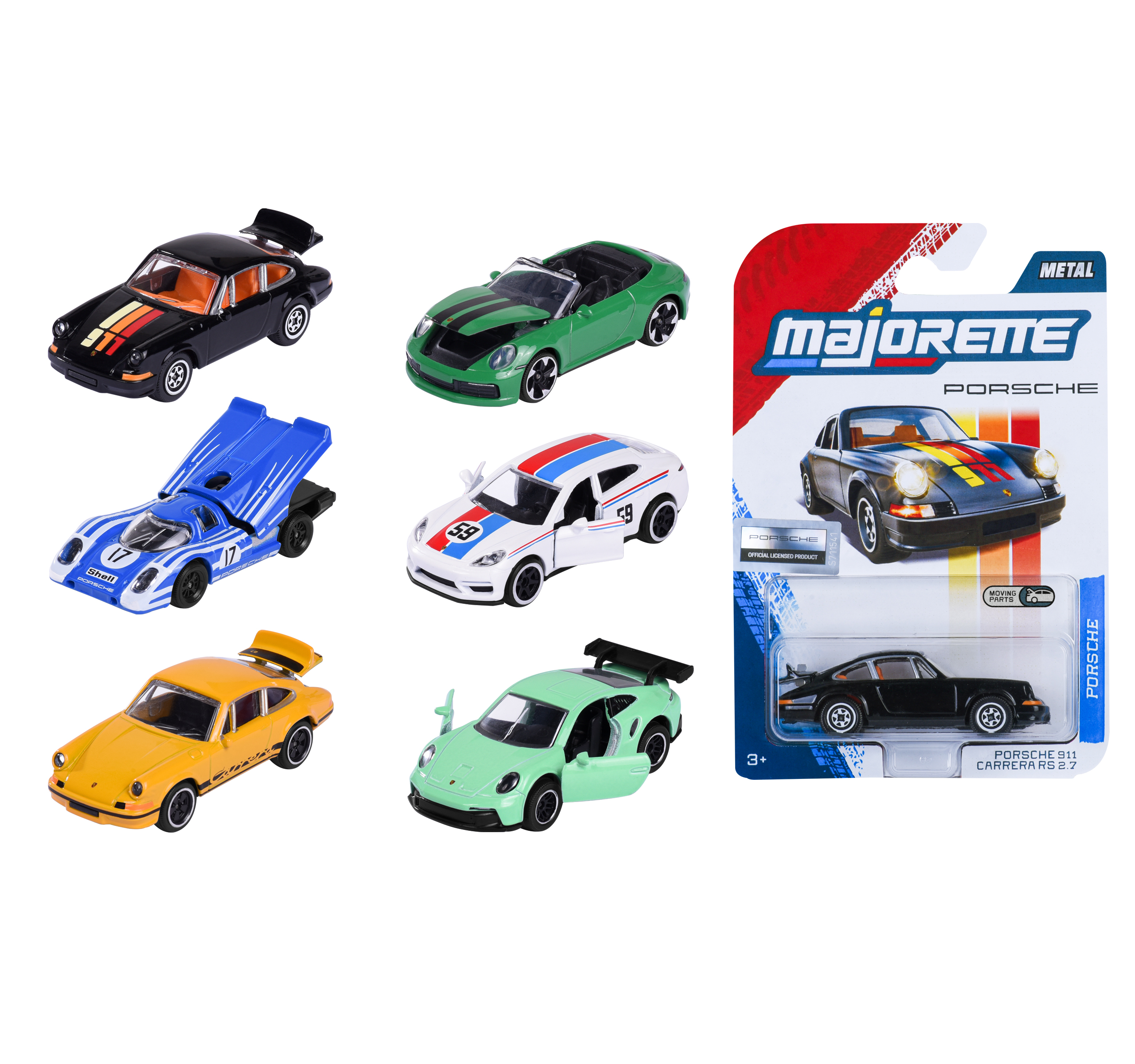 Majorette Porsche Premium assortiment auto's, 7.5 cm