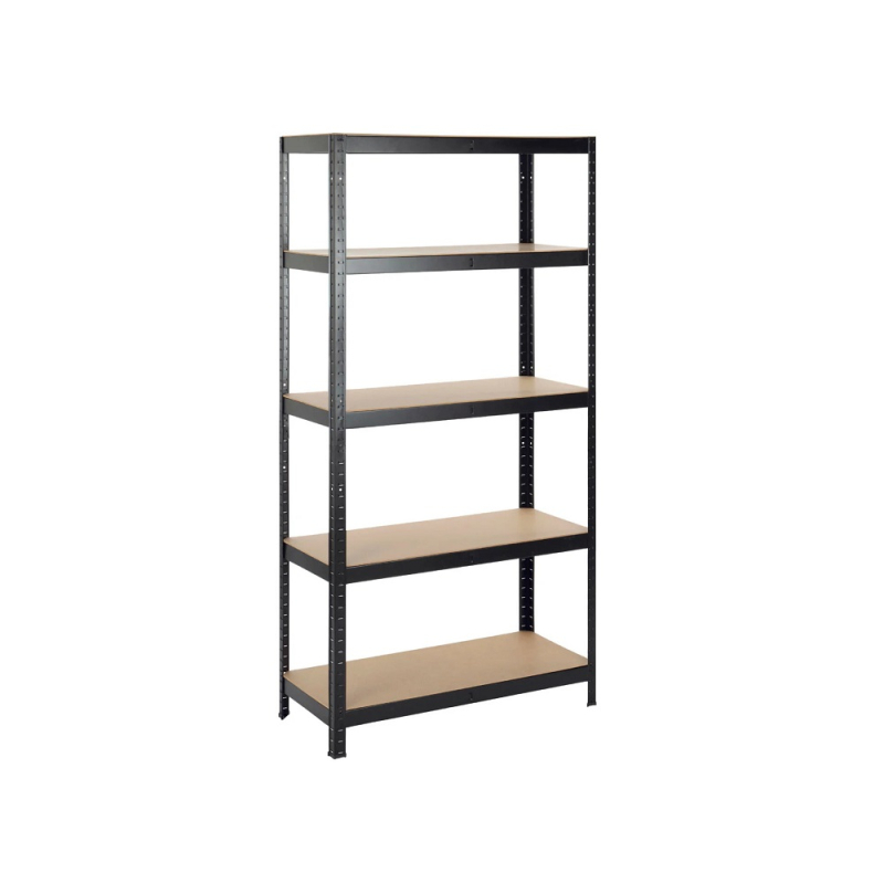 Practo Rek Zwart Gelakt 5 Legborden 175 kg - Houten Legbord - 180x90x40 cm