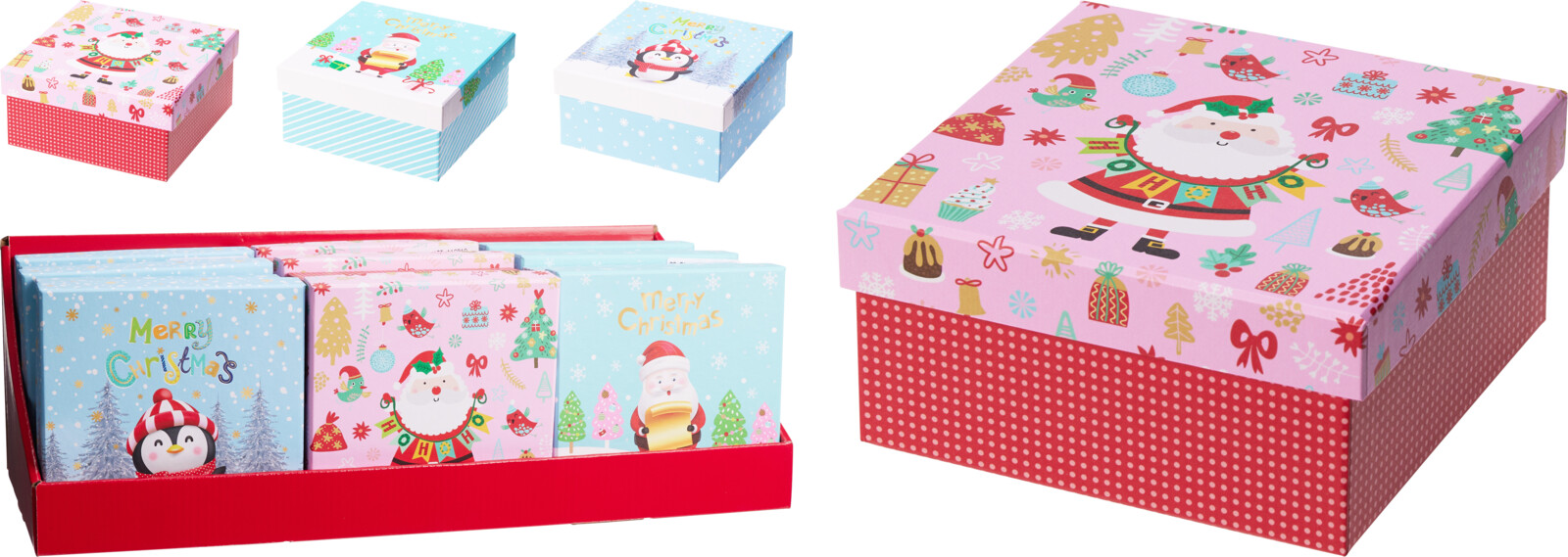 Geschenkdoos Kerst 14.5x14.5x7 cm - assorti - prijs per stuk