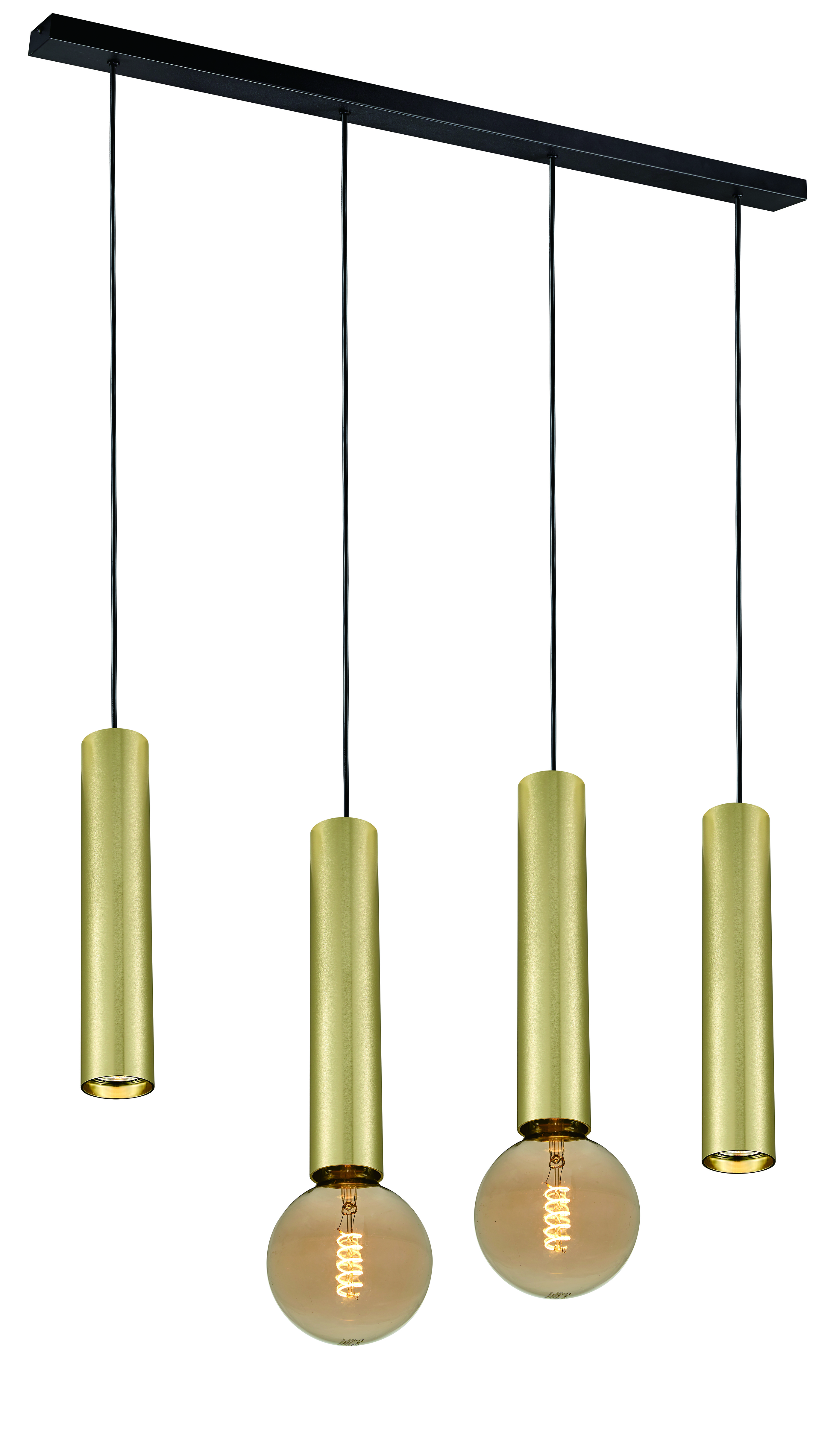 Fantasia Taboo Hanglamp 2x GU10 2x E27 Zwart + Geborsteld Goud