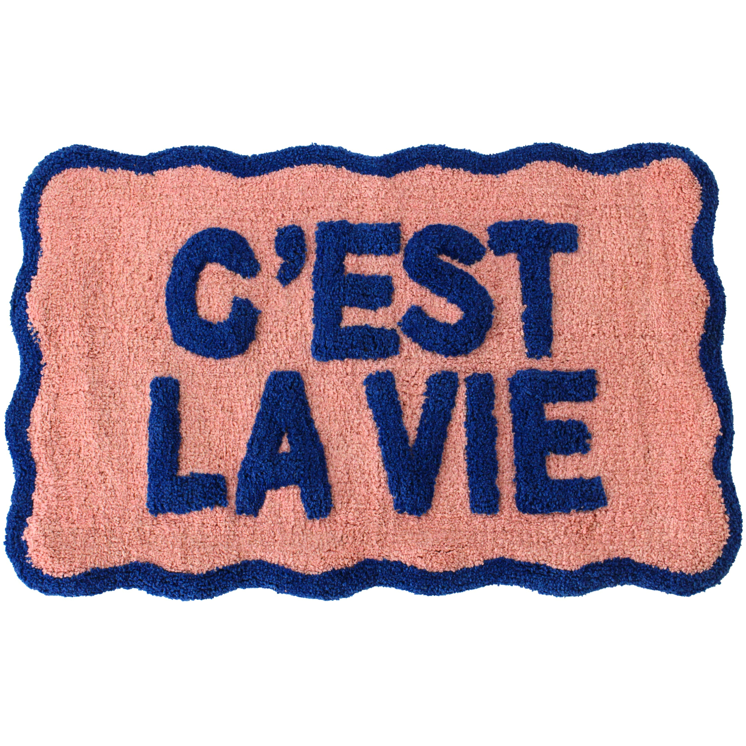 Badmat C'est La Vie 50x80 cm - Katoen - Roze/Blauw Badmat C'est La Vie 50x80 cm - Katoen - Roze/Blauw