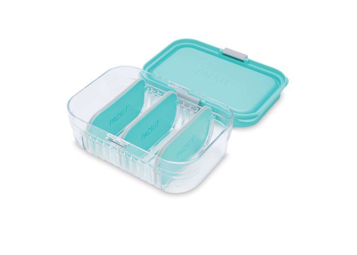 Pack It Bento Lunchbox Transparant/Blauw 18x13x7 cm - met 3 Verdelers