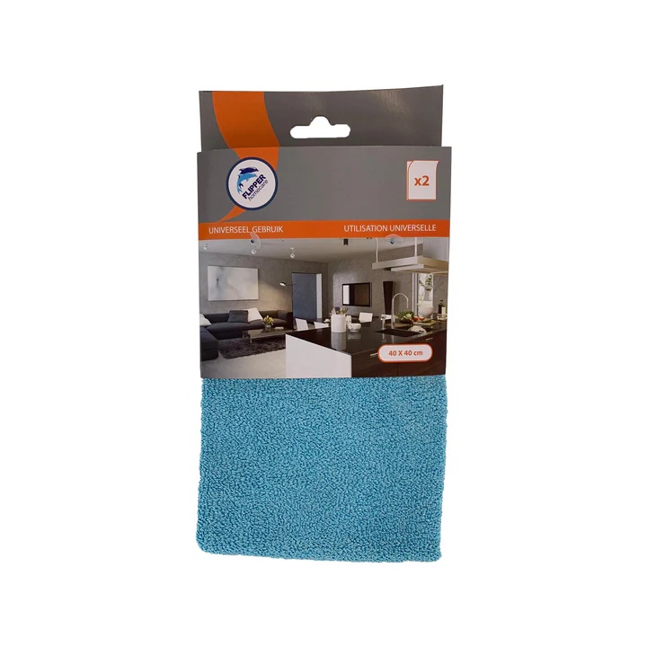 Flipper Microvezeldoek Nivo Blauw 40x40 cm set 2 stuks - 320g