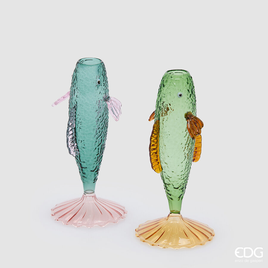 EDG Vaas Pesce 9x18 cm - Glas - assorti - prijs per stuk