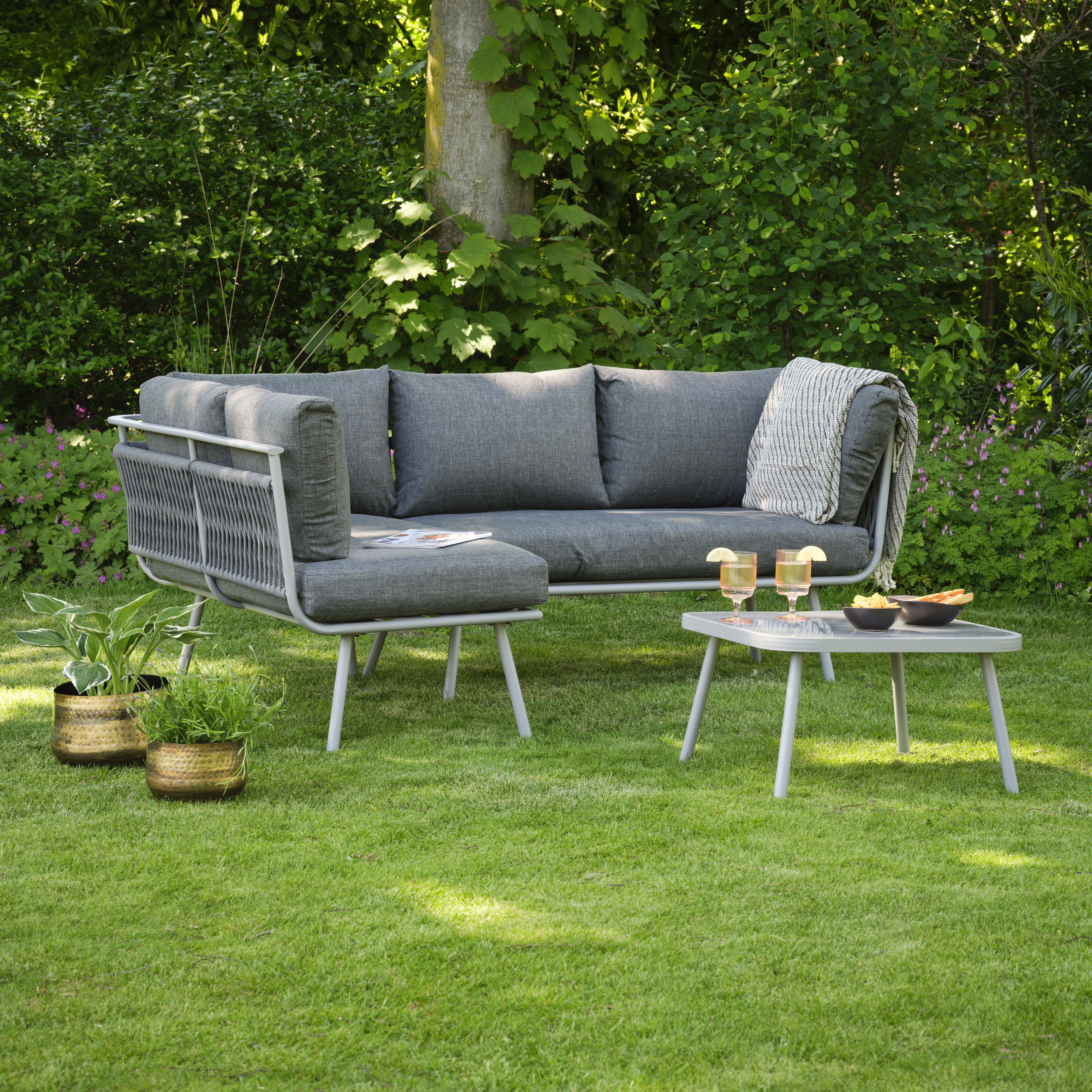Zadar Outdoor Loungeset Hoek Aluminium Licht grijs