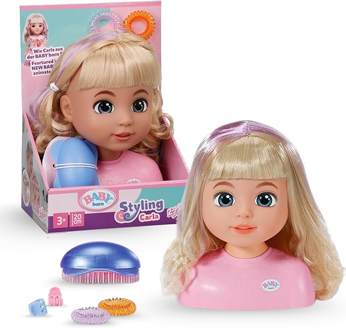Baby Born Kaphoofd Carla met kam en elastieken