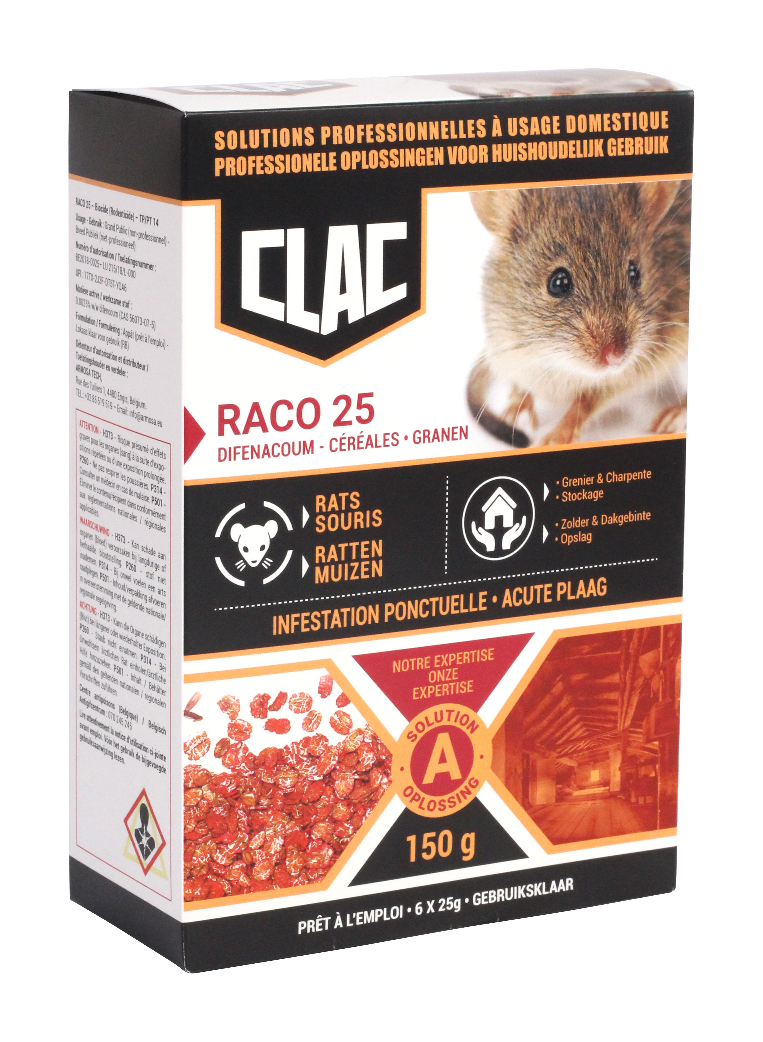 CLAC Raco Graanlokaas 150 g (6x 25 g) tegen Ratten en Muizen