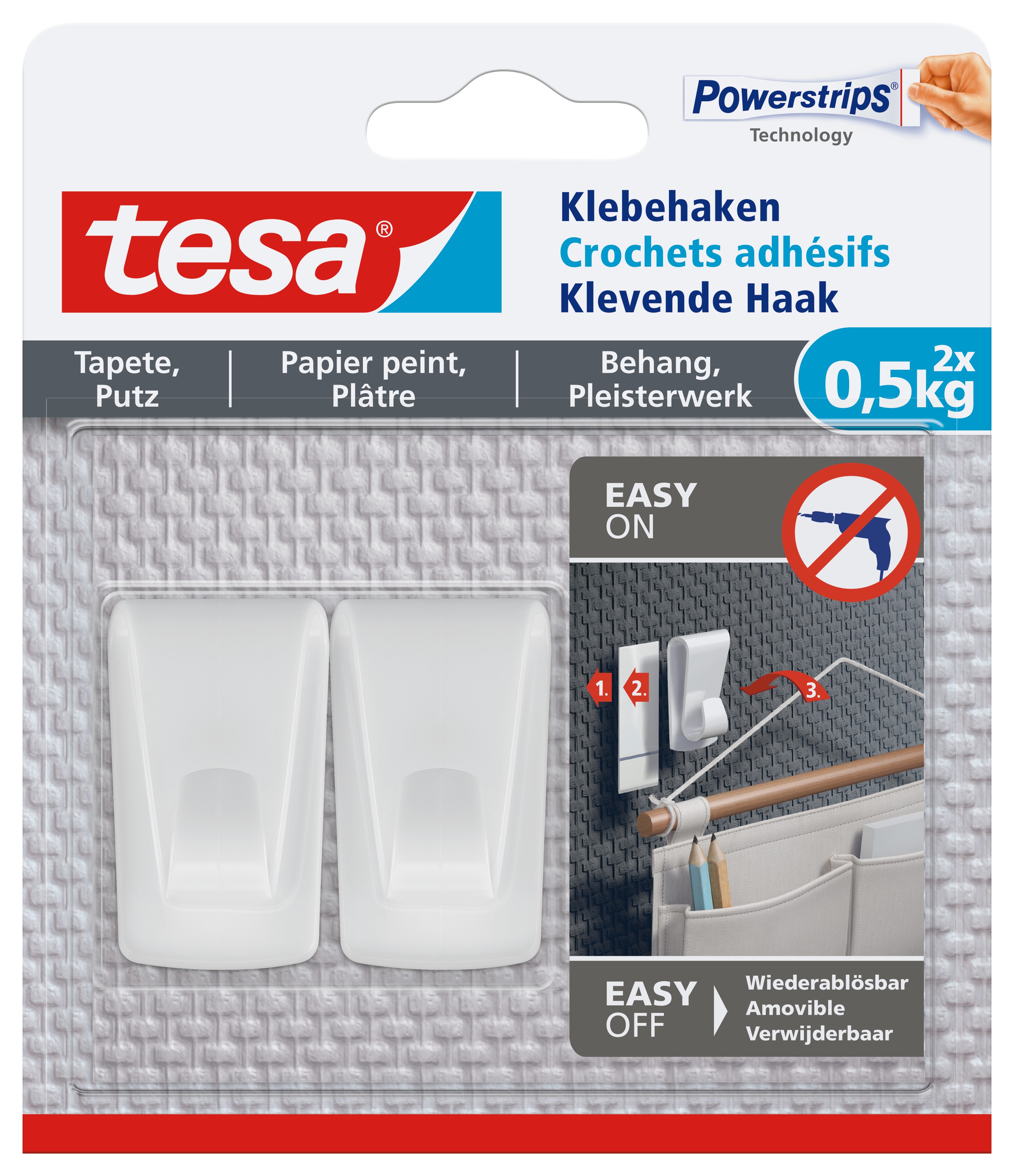 Tesa Klevende Haak Gevoelige Oppervlakken - tot 0.5 kg