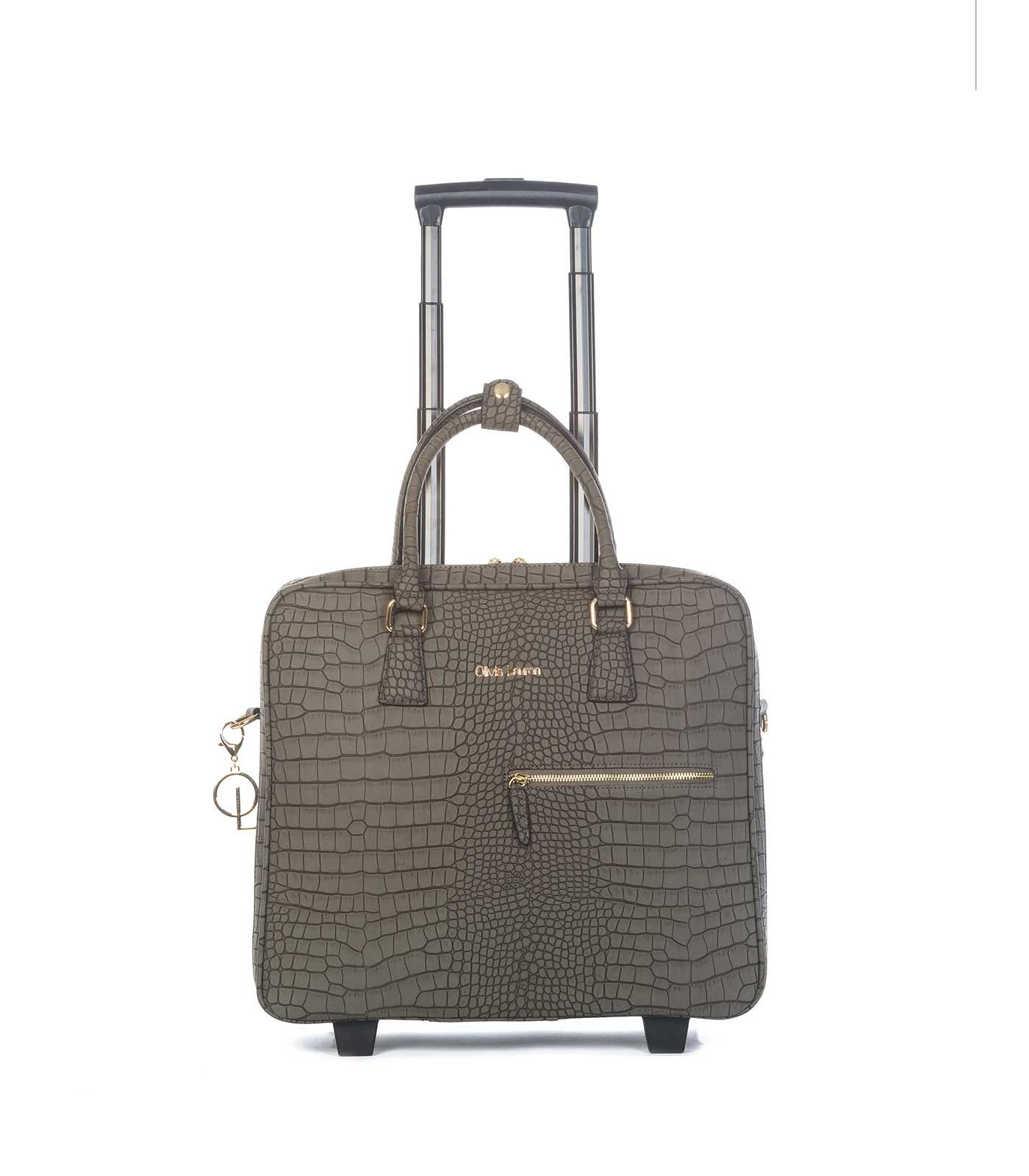 Olivia Lauren Maxine Business Trolley 17" Croco Mat Grijs 42x16x37 cm