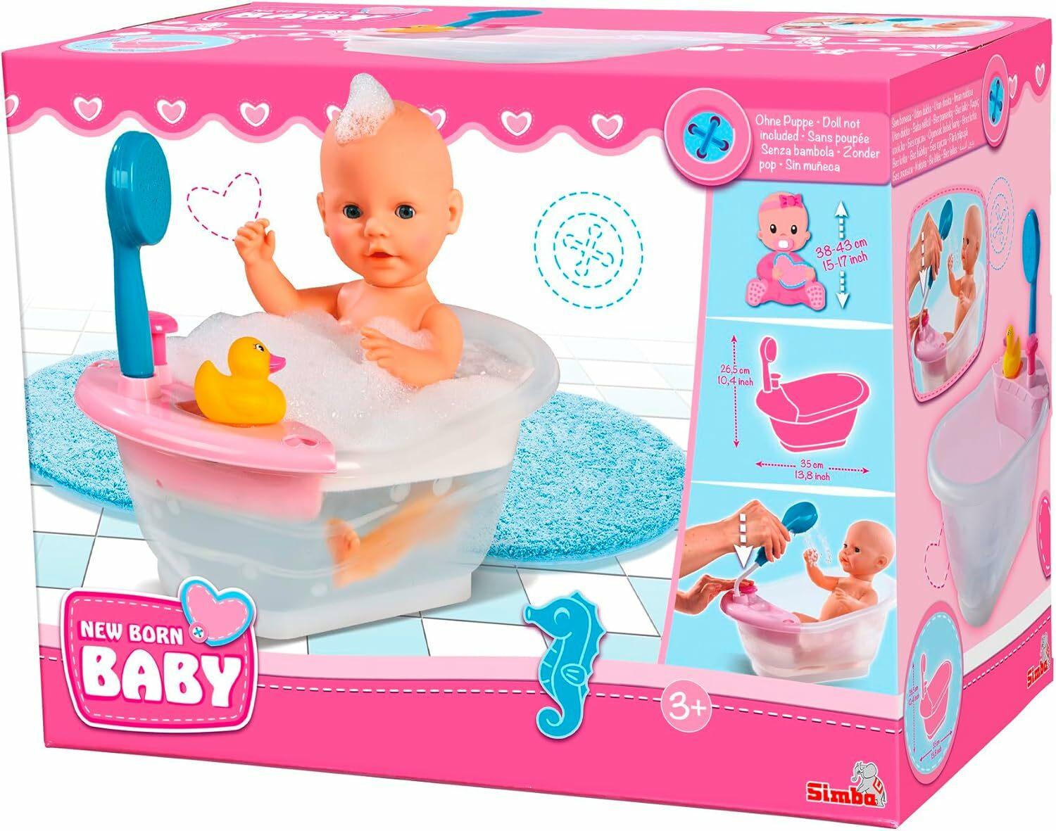 Poppenbad Met Douche voor 30-43 cm Poppen, werkt met pompsysteem