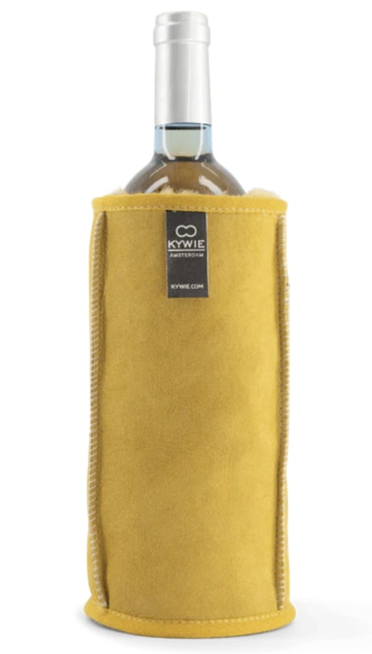 Kywie Wijnkoeler Mellow Yellow Suede 11x21 cm - 100% Schapenvacht - Wol Geel - 750ml/1l