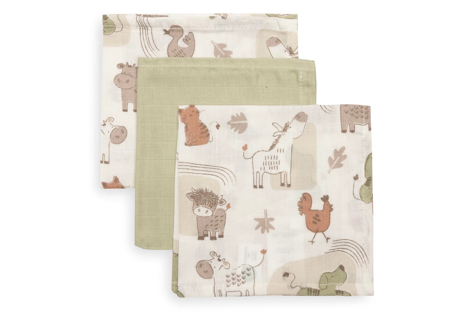 Jollein Monddoekje Tetra Barn Buddies 31x31 cm - 3 stuks