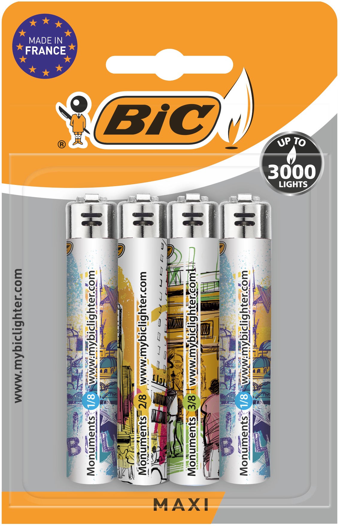 BIC Aansteker J26 Maxi Decor 4 stuks - Blister